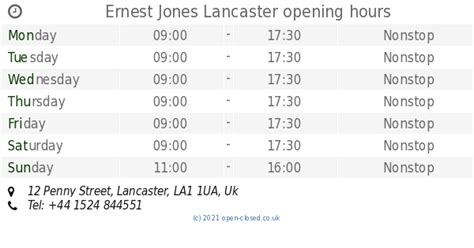 ernest jones opening times.